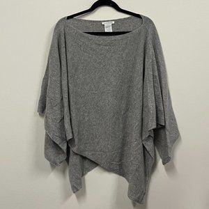 White + Warren Gray Poncho 100% Cashmere